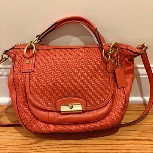 Coach Kirsten Burnt Orange Woven Leather Hobo Bag